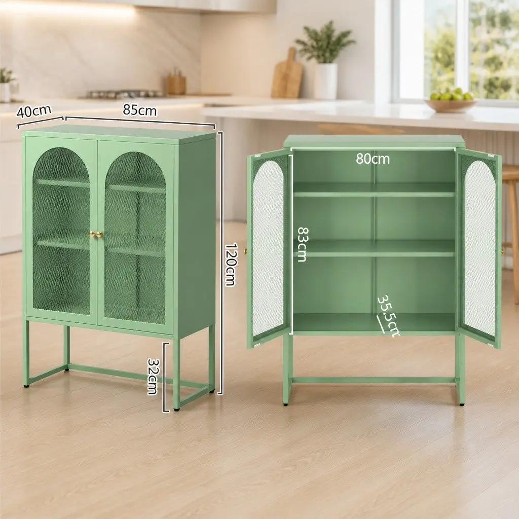 Light Green 2-Door Buffet Sideboard Cabinet