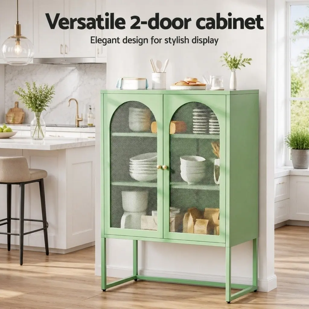 Light Green 2-Door Buffet Sideboard Cabinet