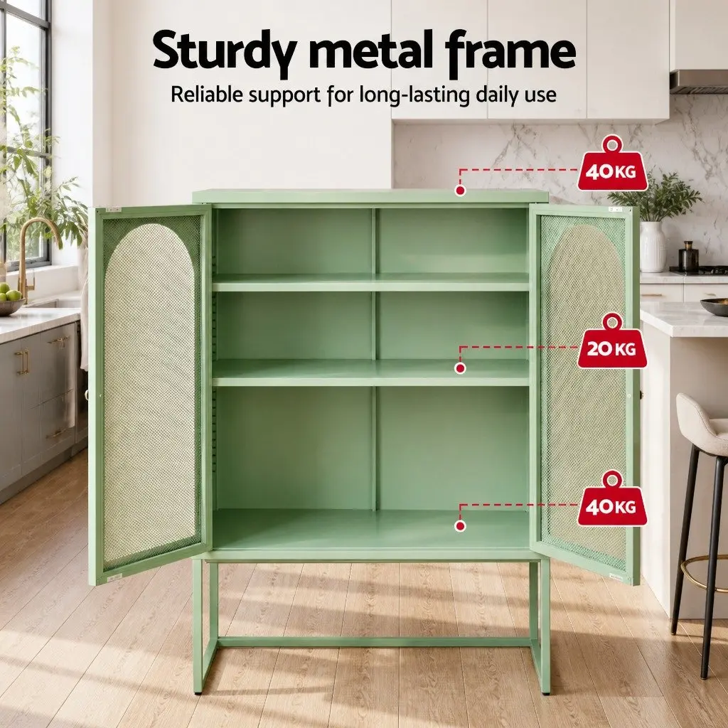 Light Green 2-Door Buffet Sideboard Cabinet