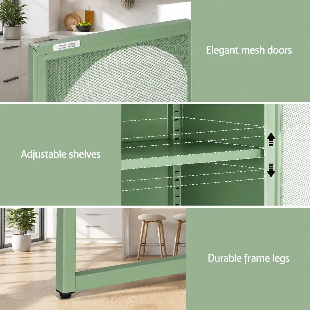 Light Green 2-Door Buffet Sideboard Cabinet