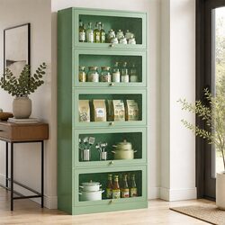 Light Green 5-Tier Buffet Sideboard with Steel Construction