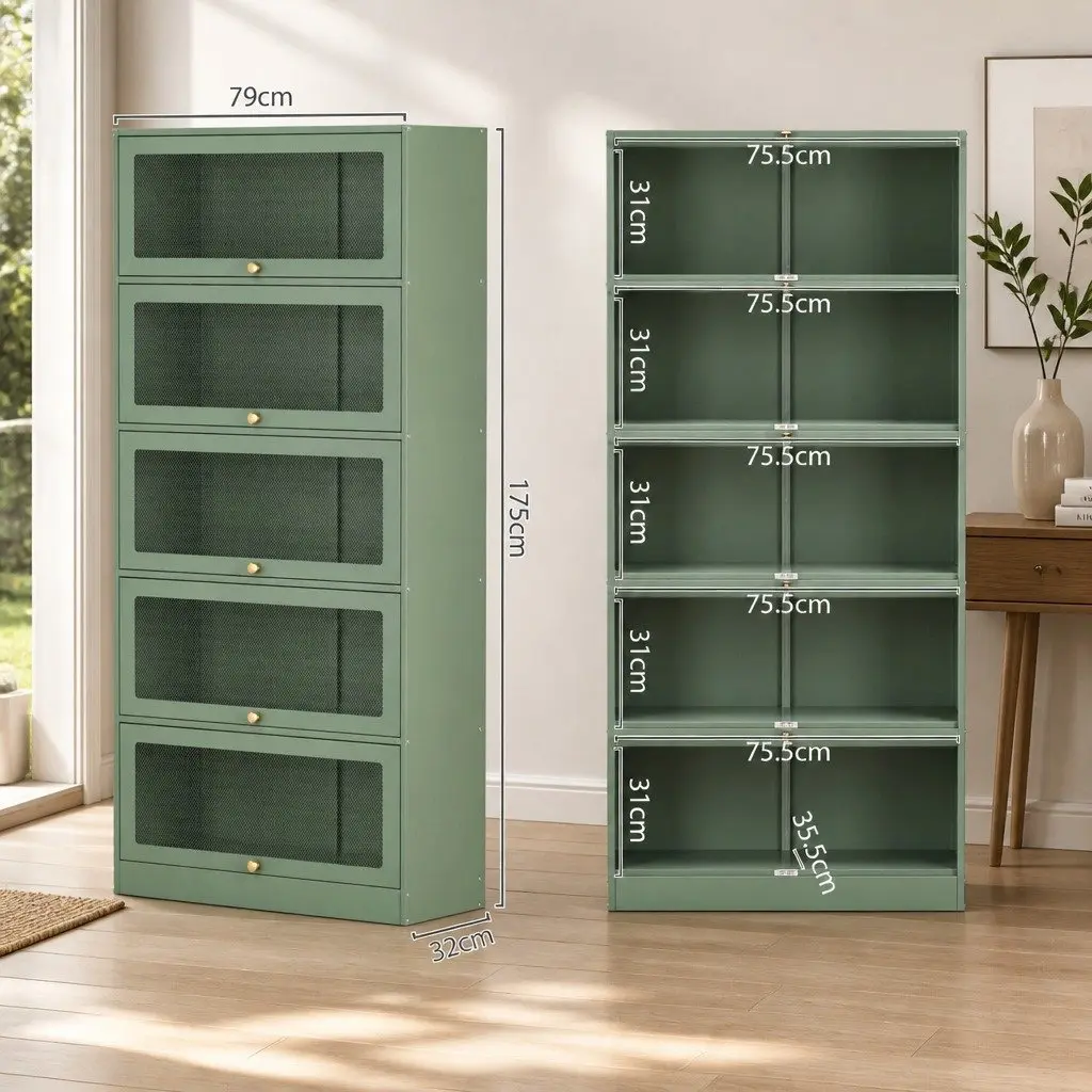 Light Green 5-Tier Buffet Sideboard with Steel Construction