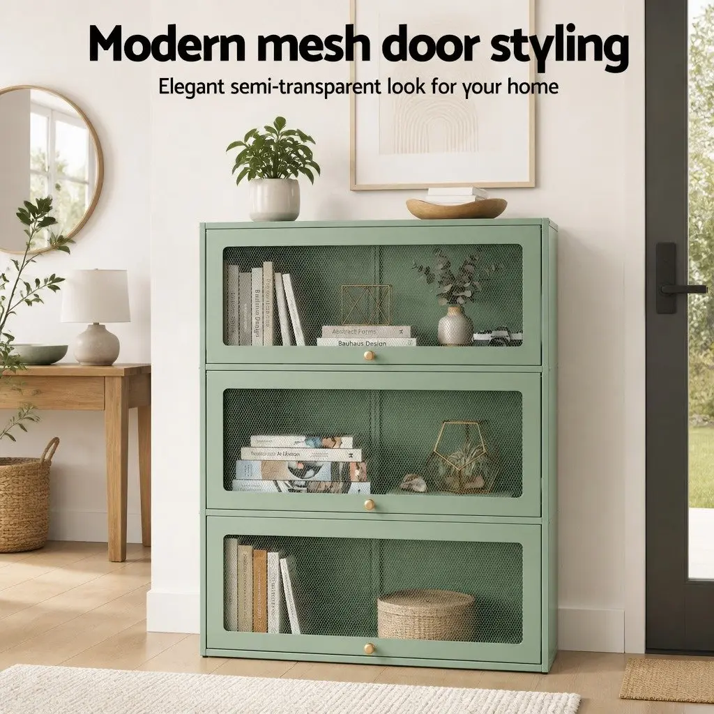 Light Green 5-Tier Buffet Sideboard with Steel Construction