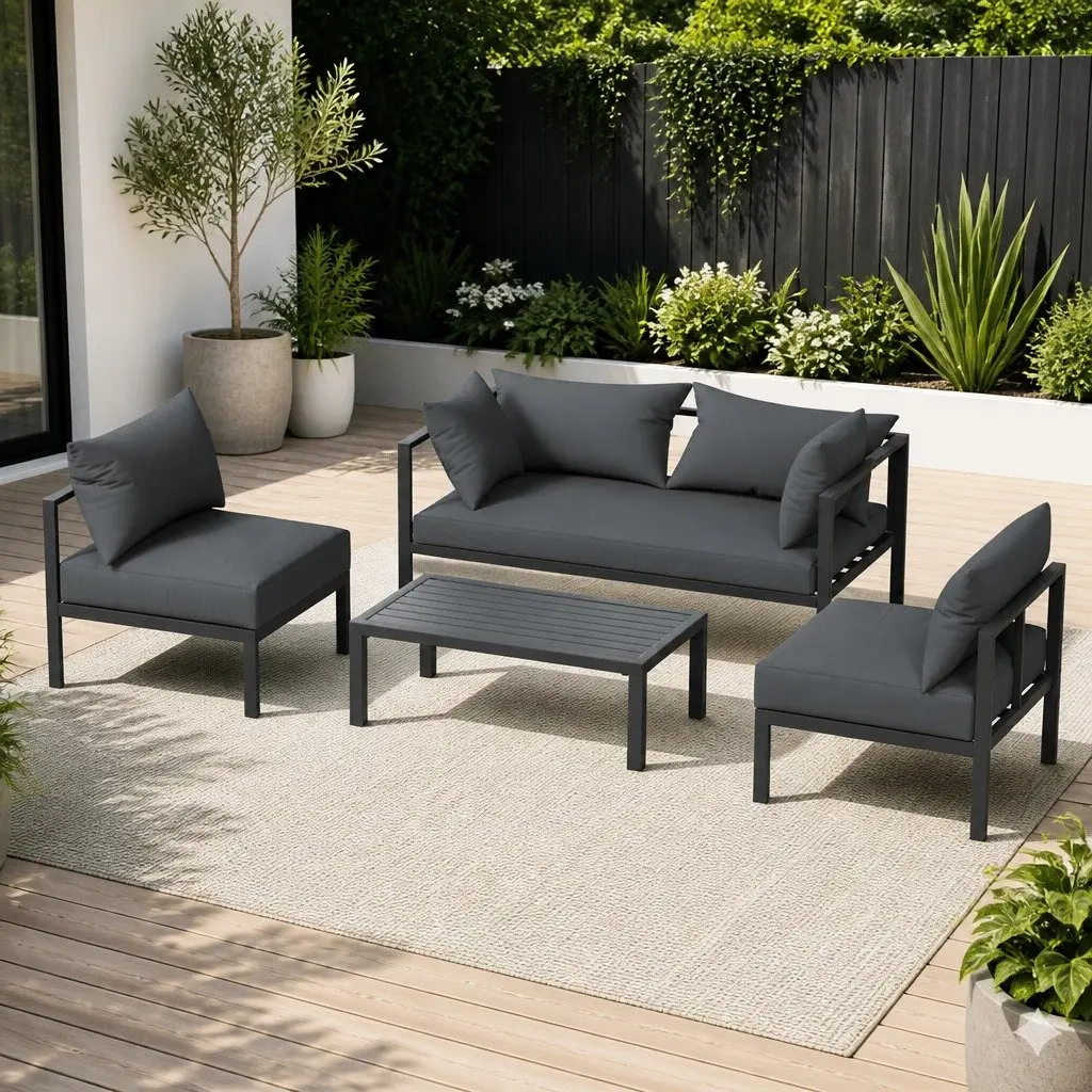 4-Seater Aluminium Outdoor Sofa Set with Coffee Table