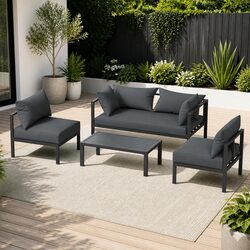 4-Seater Aluminium Outdoor Sofa Set with Coffee Table