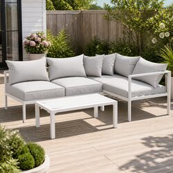 Sturdy 4 Seater Outdoor Lounge Set with Coffee Table