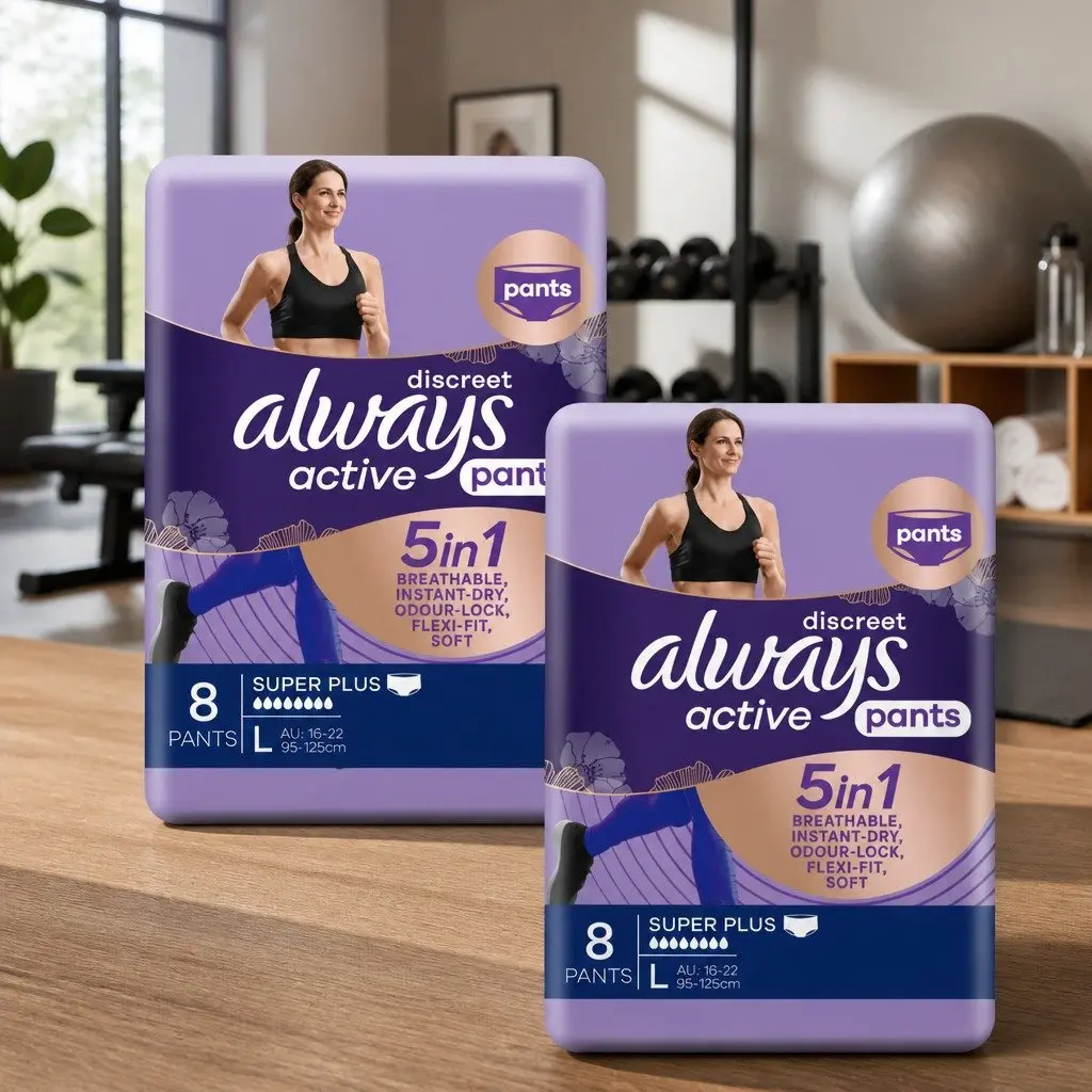 Large Discreet Incontinence Pants Soft Breathable Materials 95-125cm 5 in 1 Protection for Adults Active Lifestyle 8 Pack