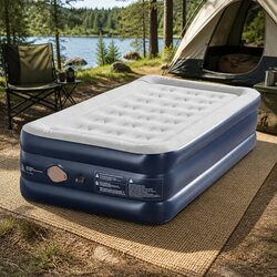 Durable Single Air Mattress with Integrated Pump 46cm High