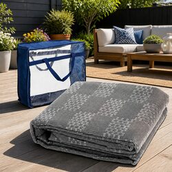 Annex Matting 4x2.5M Caravan Floor Mat Grey 600GSM Hollow Mesh Design Non-Slip