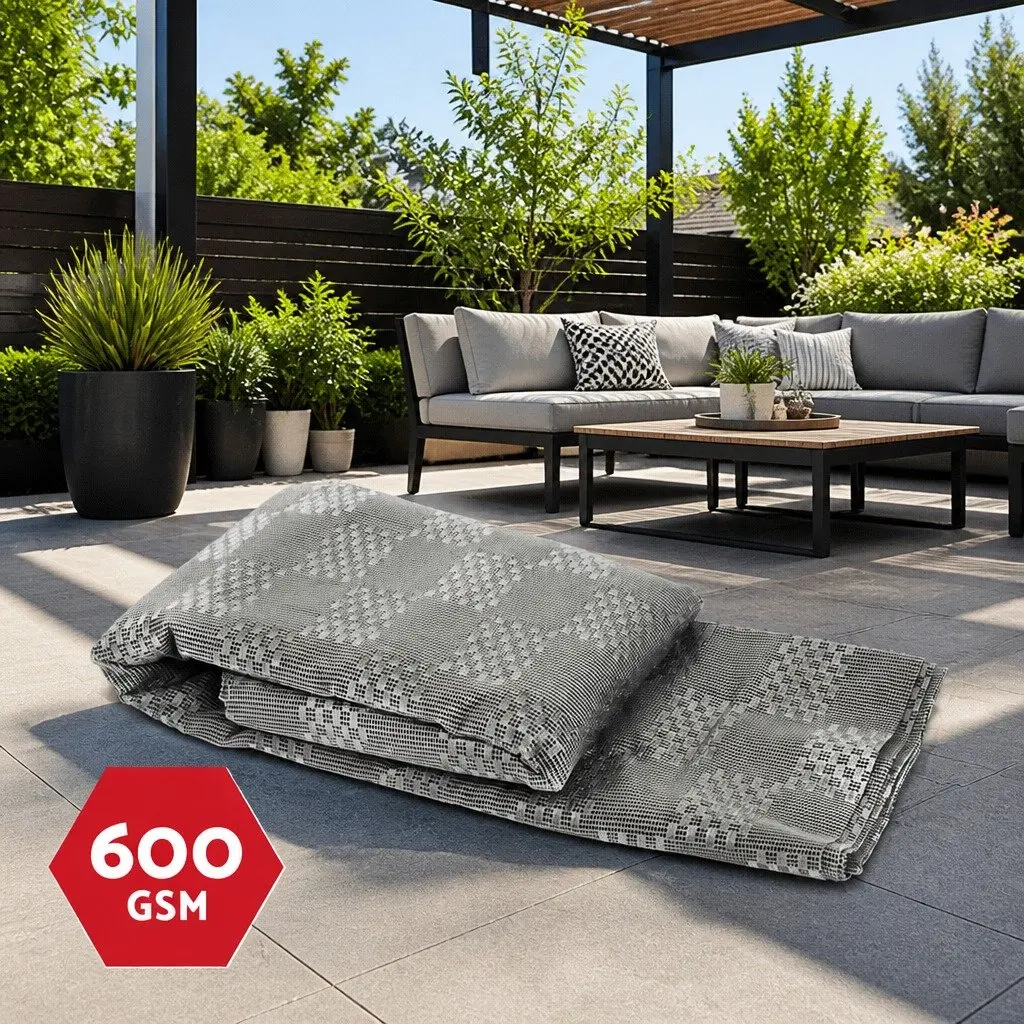 Caravan Floor Mat 600GSM Mesh 6x2.5M Grey