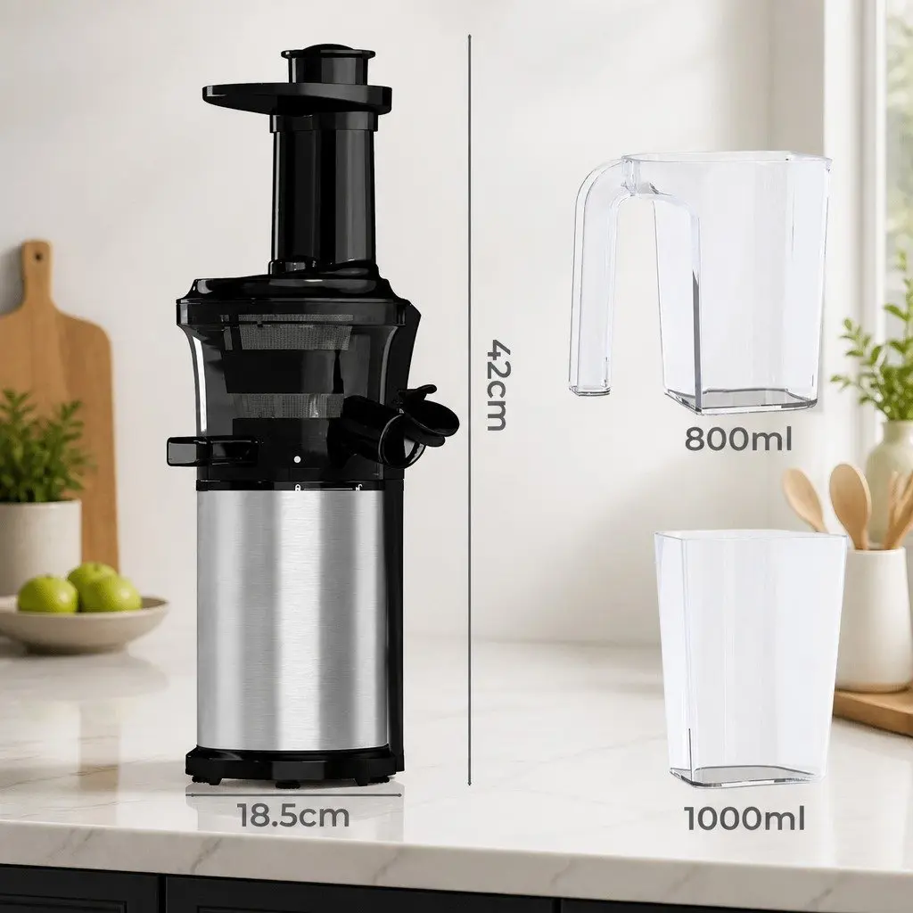 Slow Juicer Cold Press Juice Extractor Quiet DC Motor Reverse Anti-Clog Function