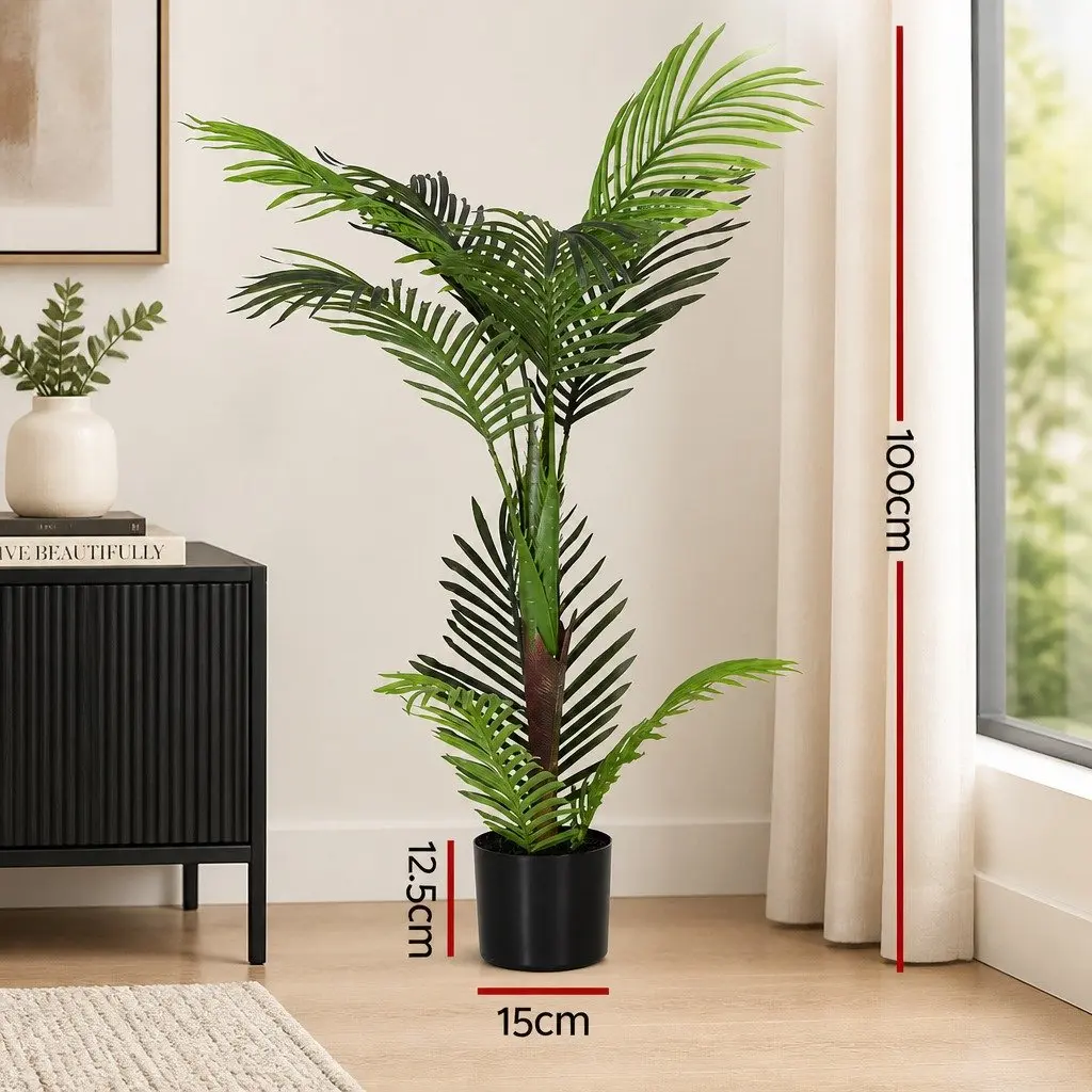 Artificial Palm Tree PE Fabric Plastic Metal 100cm Green
