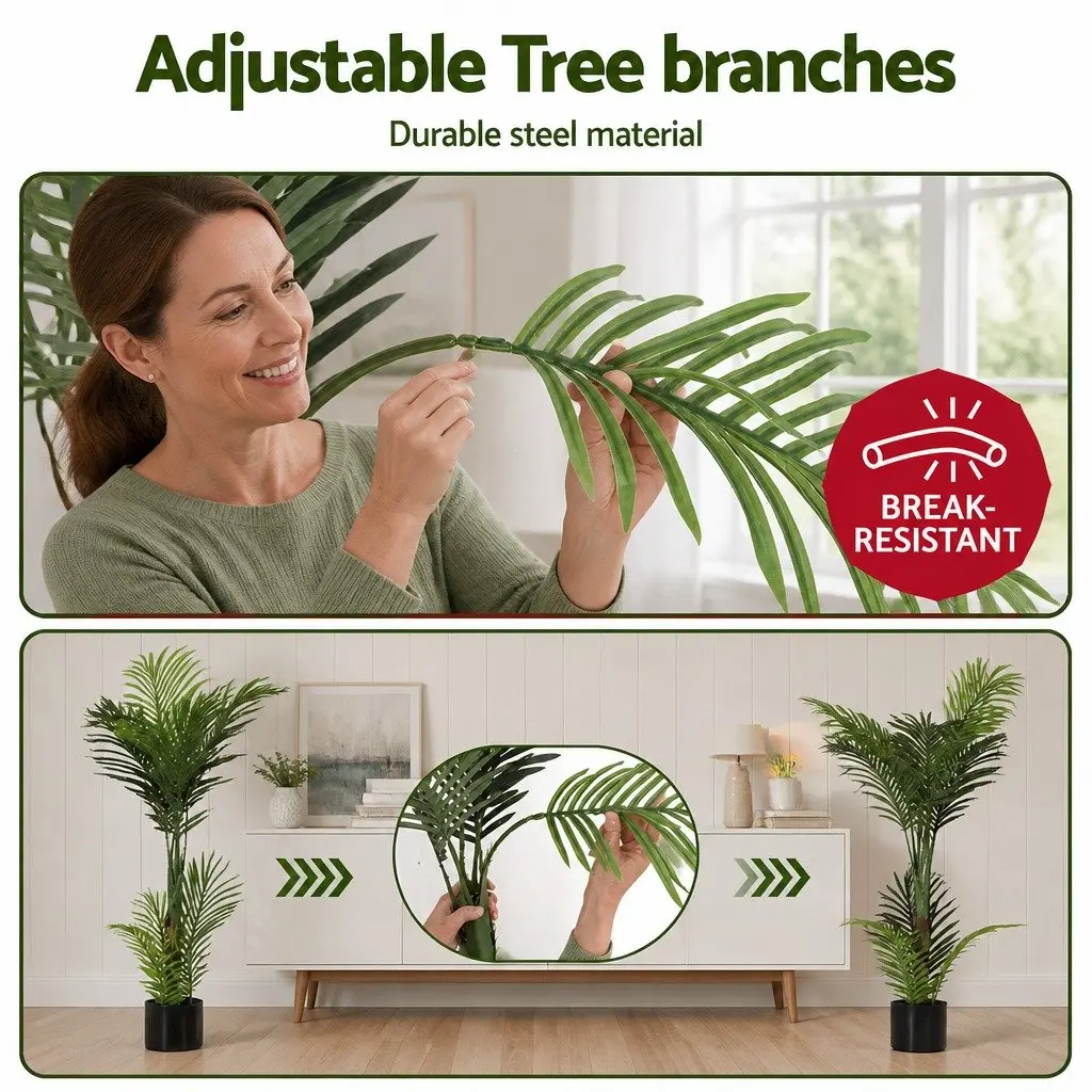 Artificial Palm Tree PE Fabric Plastic Metal 100cm Green