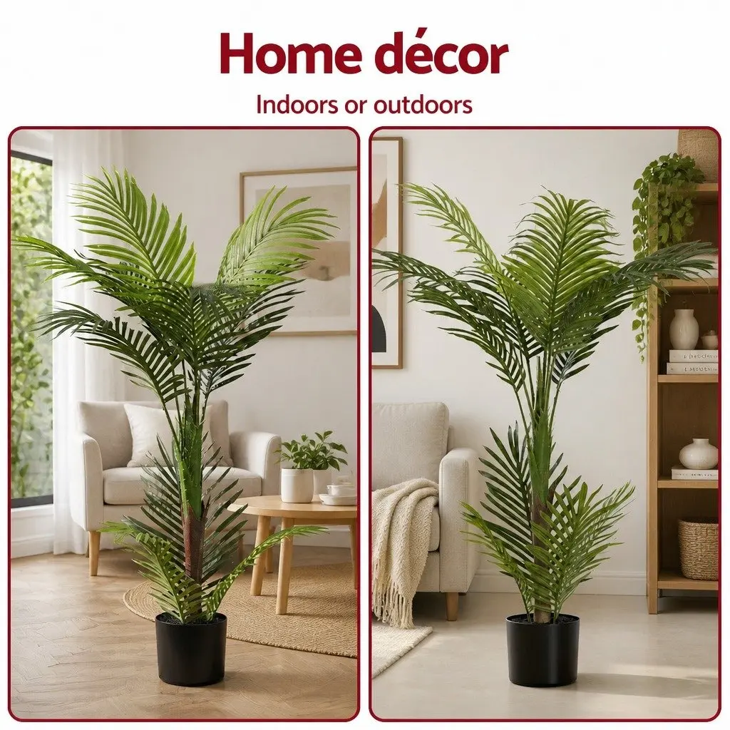 Artificial Palm Tree PE Fabric Plastic Metal 100cm Green