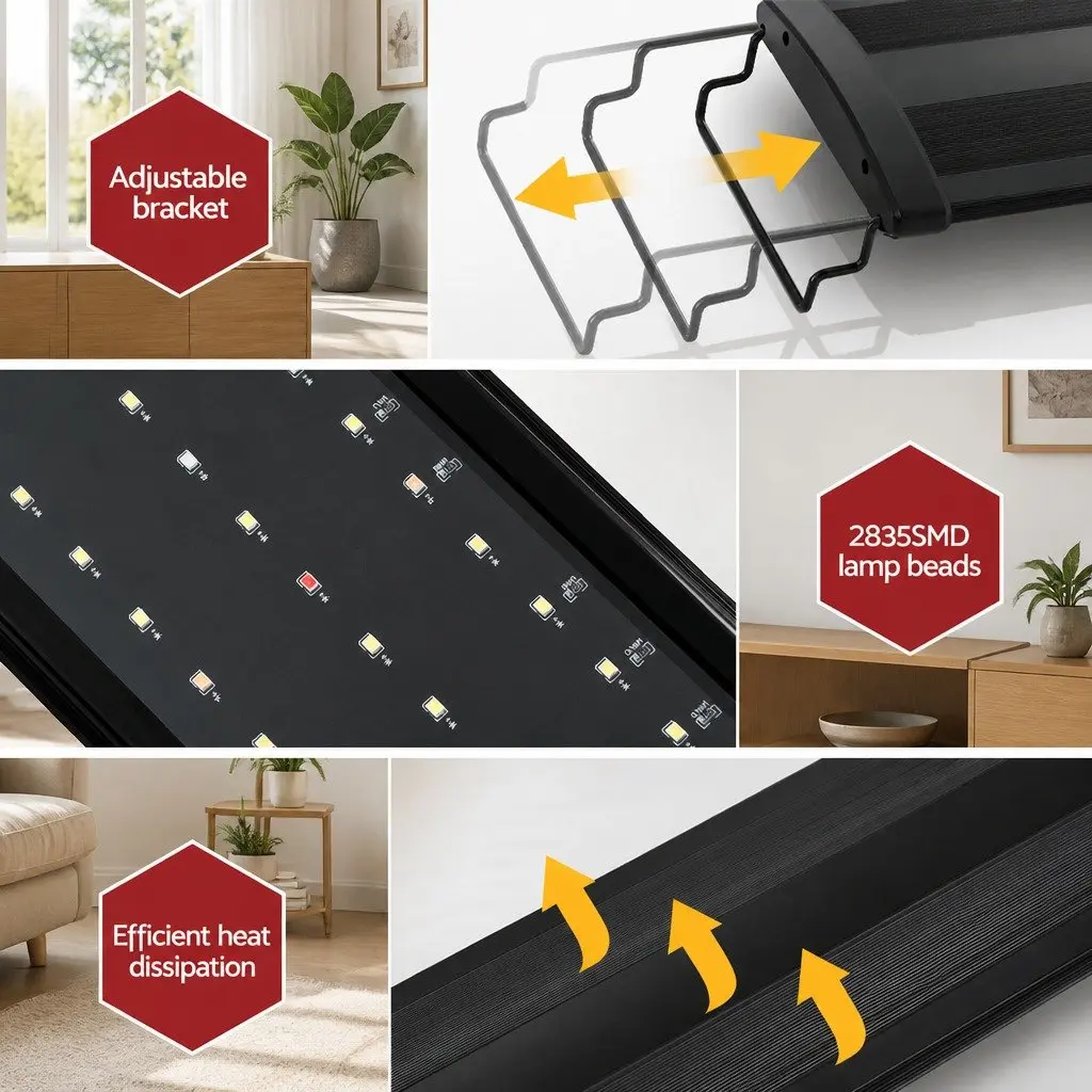 Aquarium Light LED 90CM Black Full Spectrum Adjustable 5 Colour