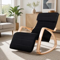 Bentwood Rocking Armchair with Footrest in Black