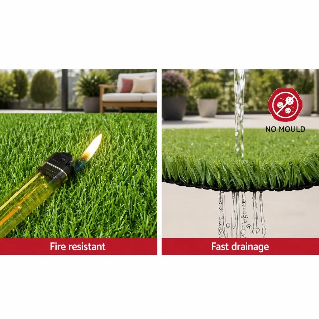Synthetic Lawn Turf Artificial Grass 2m x 10m 10mm Pile Olive Green Suitable for Outdoor Areas Safe for Children and Pets