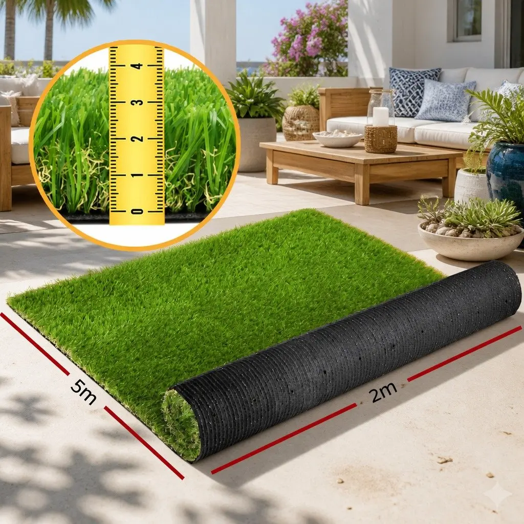 Artificial Grass Synthetic Turf Polyethylene 30mm Thick 2m x 5m Green
