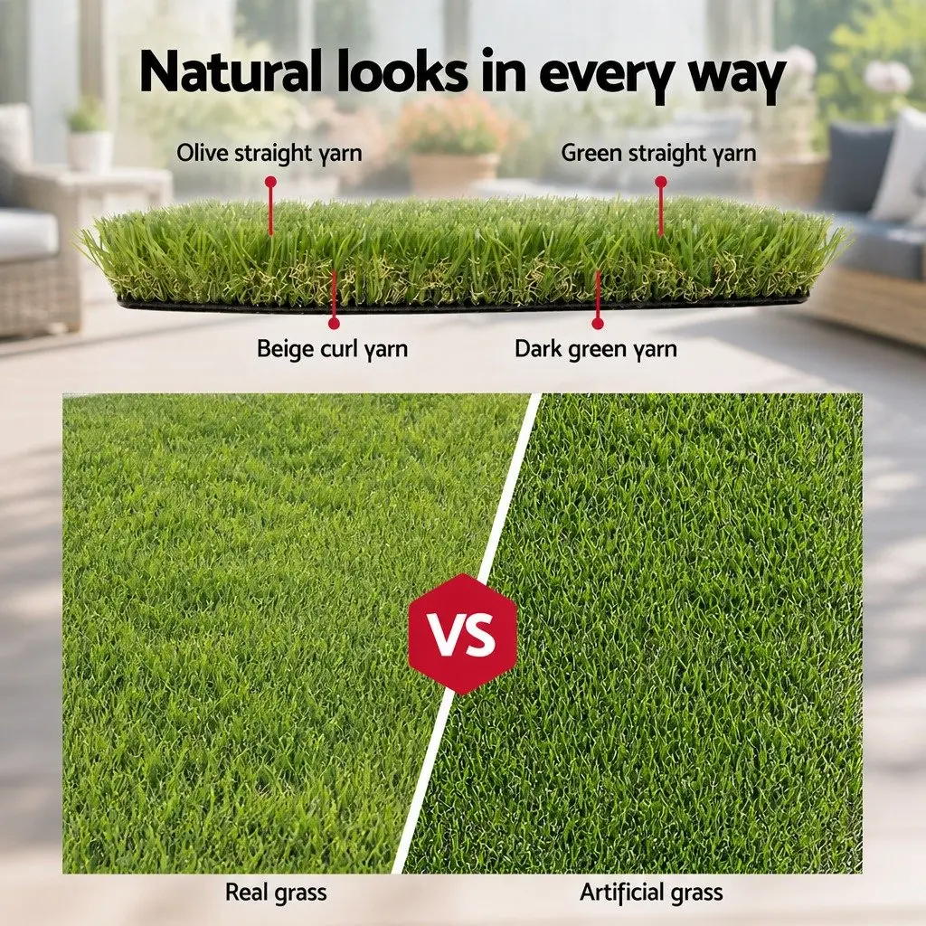 Artificial Grass Synthetic Turf Polyethylene 30mm Thick 2m x 5m Green