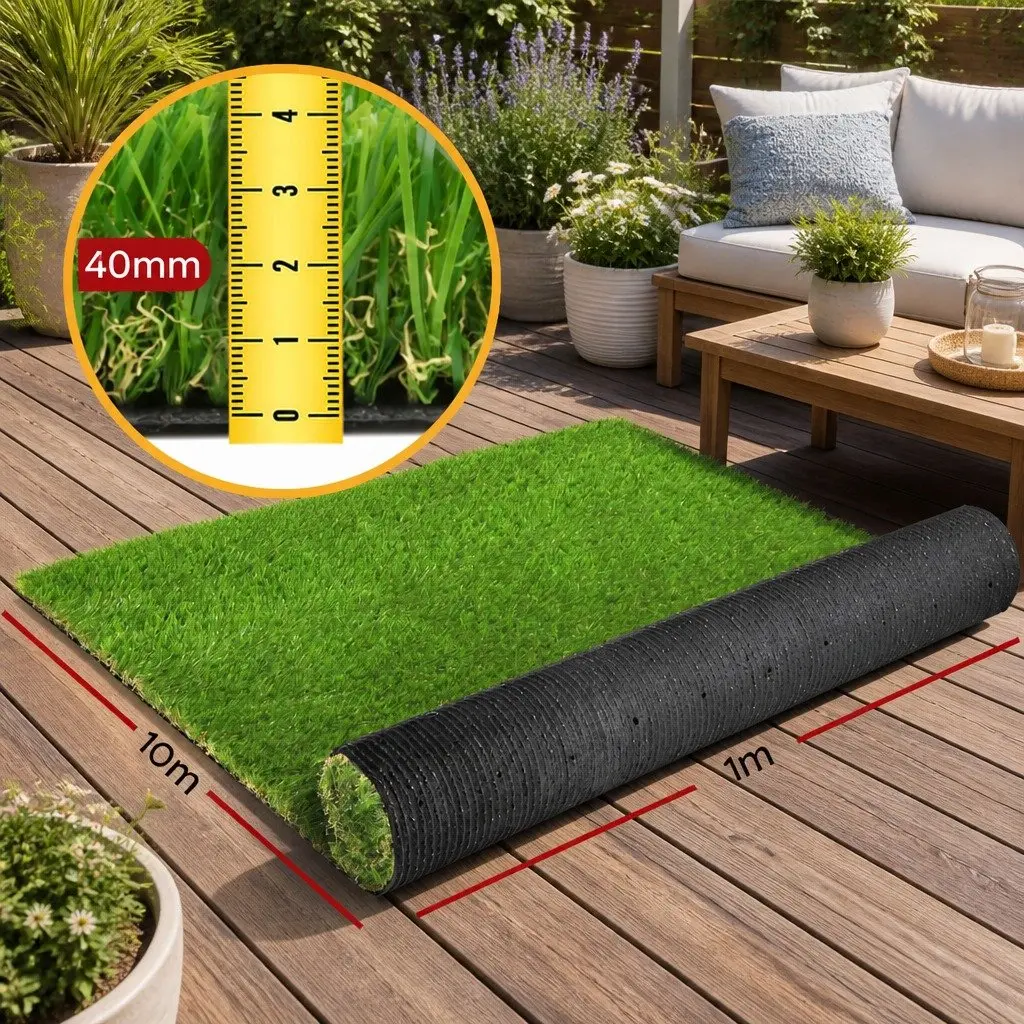 Artificial Grass Synthetic Turf 40mm Pile 1m x 10m Roll Green