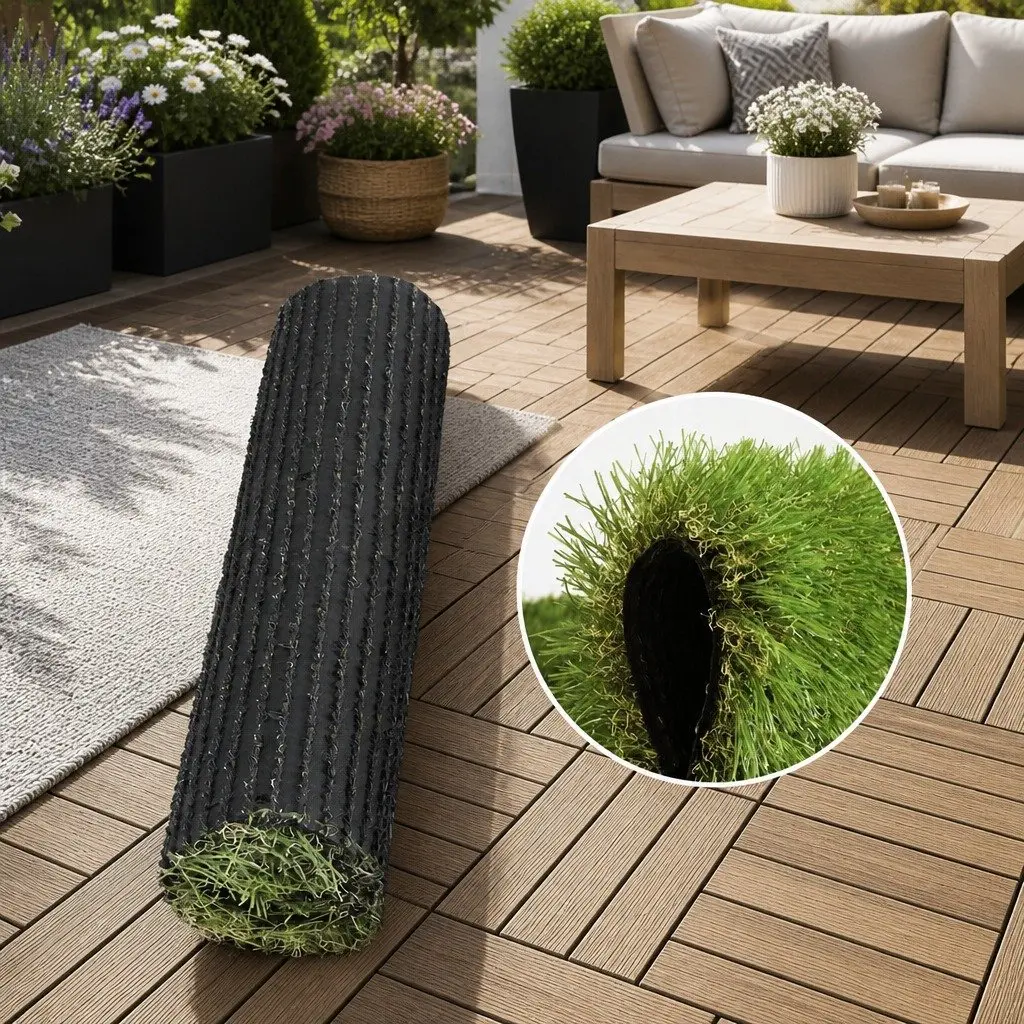 Synthetic Turf 45mm Pile Polyethylene 1m x 10m Roll Four-Colour Artificial Grass with UV Stabilisation and Drainage System