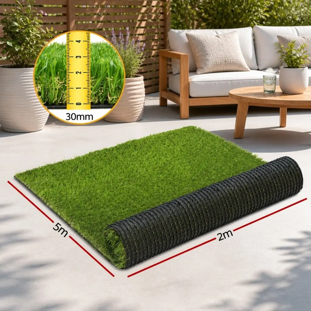 Artificial Grass Synthetic Lawn Turf 30mm Thick Green Multi-Tone 2m x 5m