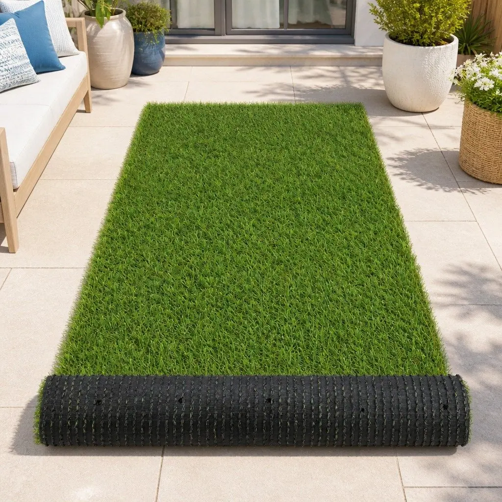 Artificial Grass Polyethylene 30mm Pile Height 2m x 5m Olive Green Dark Green Beige Curl