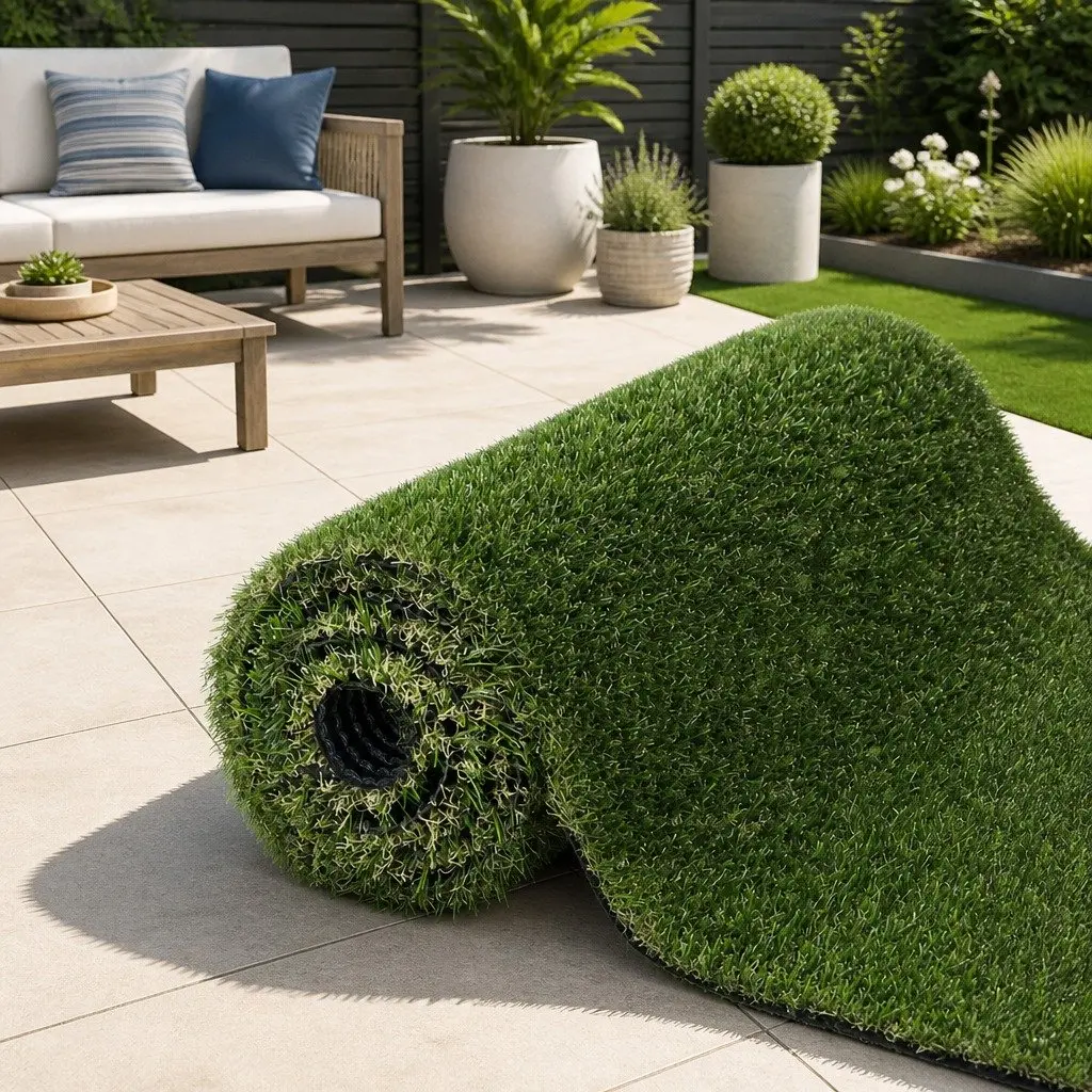 Artificial Grass Polyethylene 30mm Pile Height 2m x 5m Olive Green Dark Green Beige Curl