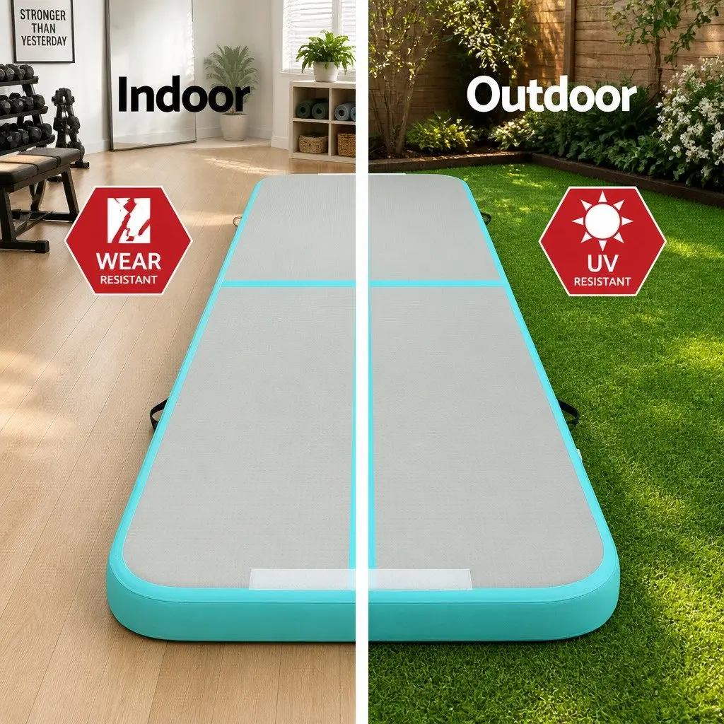 Air Track Mat Inflatable 3M Gymnastics Tumbling Exercise Mat Mint Grey