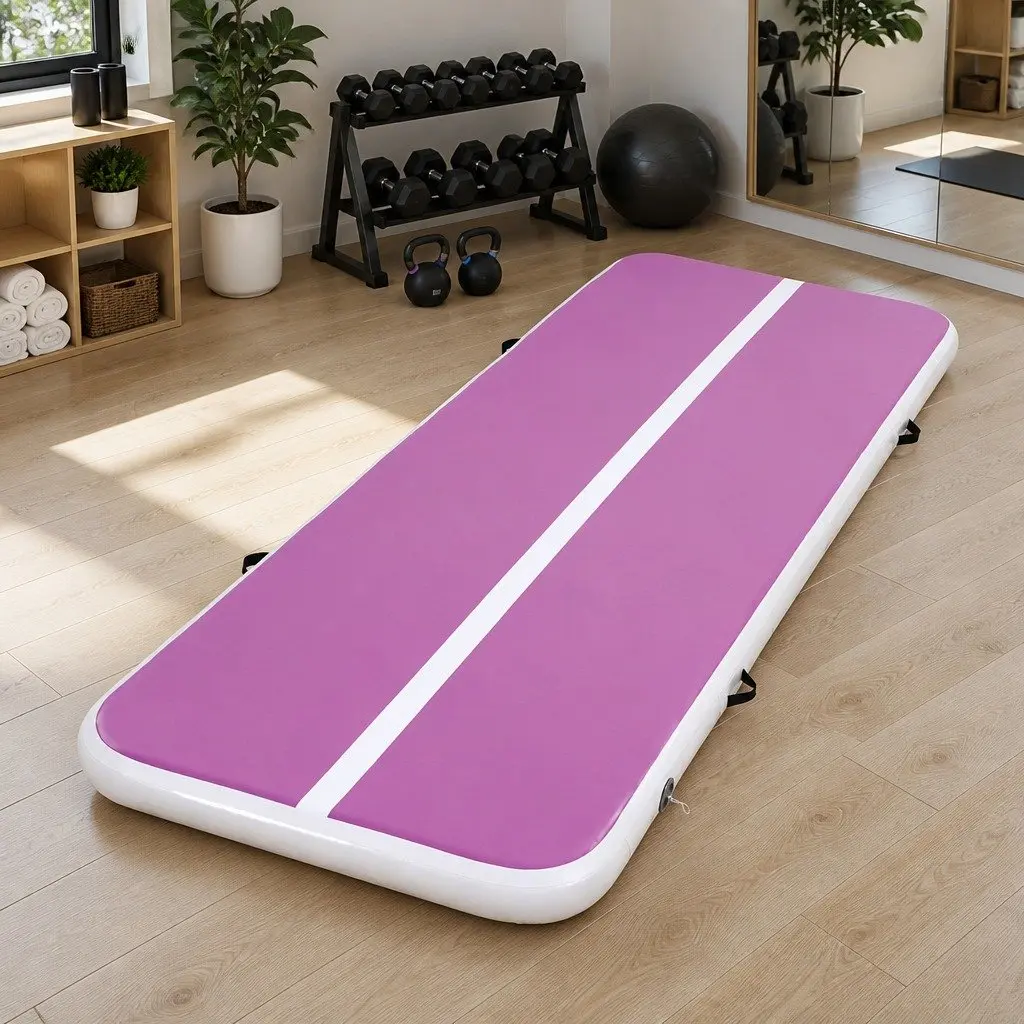 Air Track Mat Inflatable 3M Purple Gymnastics Tumbling Exercise Training