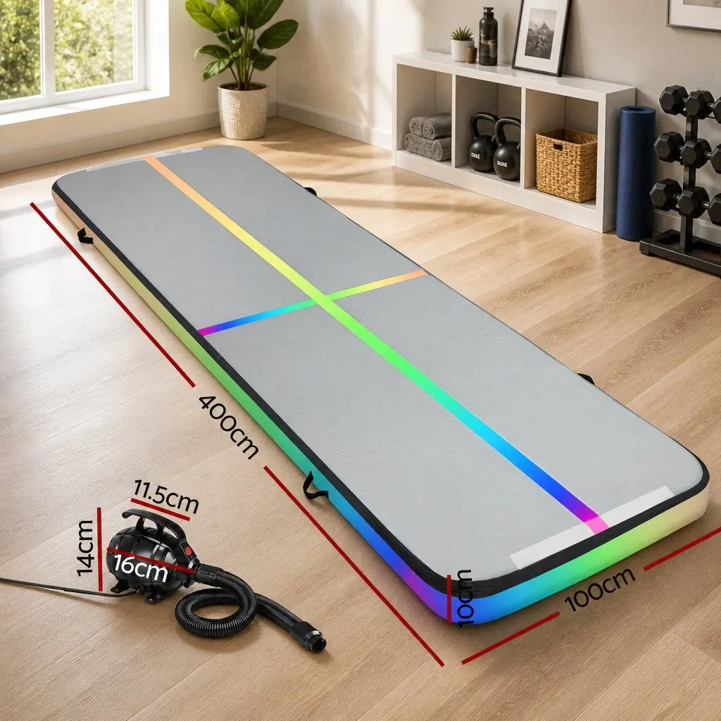 Air Track Gymnastics Mat Inflatable 4M Exercise Pad Multiple Colours