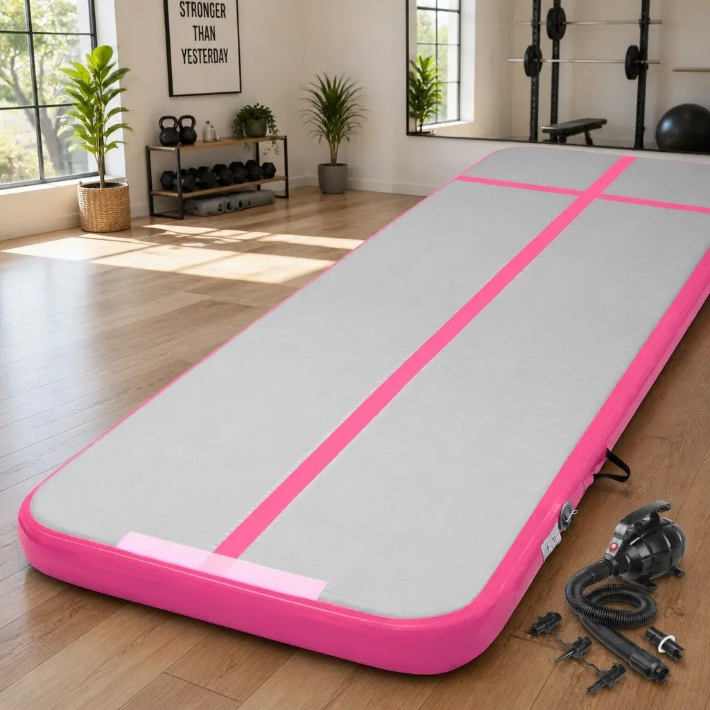 Air Track Inflatable Tumbling Mat 4M 1000-Denier Double-Wall Fabric Pink or Black