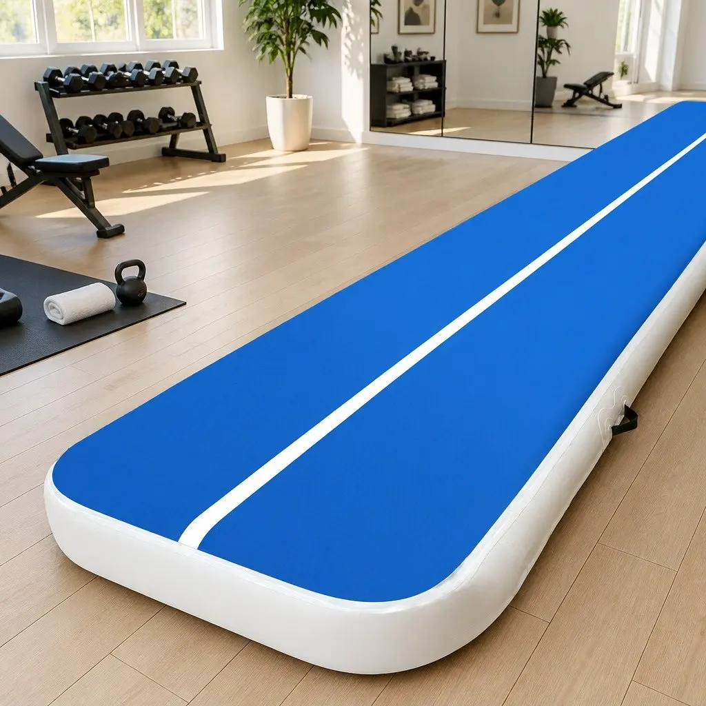 Inflatable Air Track Mat 1000-denier Double-wall Fabric 5m x 1m Blue White