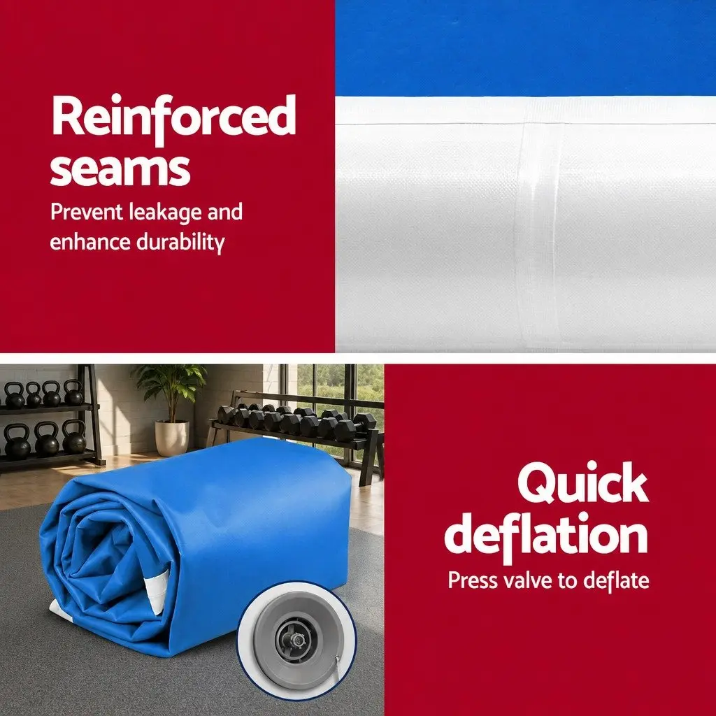 Inflatable Air Track Mat 1000-denier Double-wall Fabric 5m x 1m Blue White