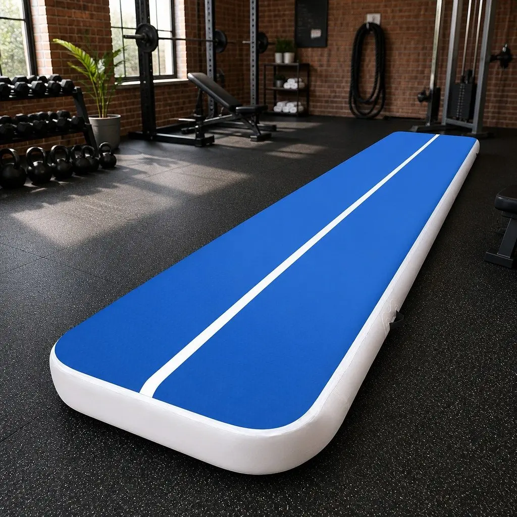 Inflatable Air Track Mat 1000 Denier Double Wall Fabric 6m x 1m Blue