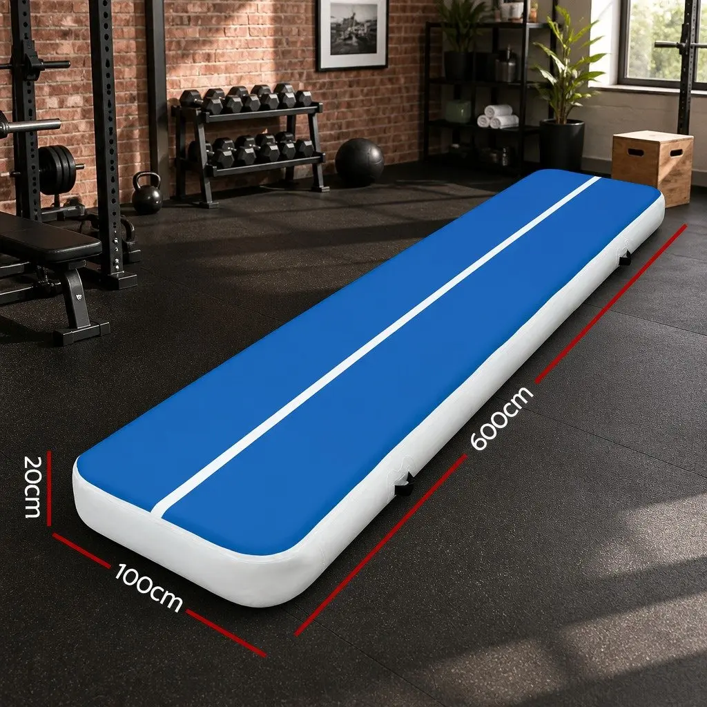 Inflatable Air Track Mat 1000 Denier Double Wall Fabric 6m x 1m Blue