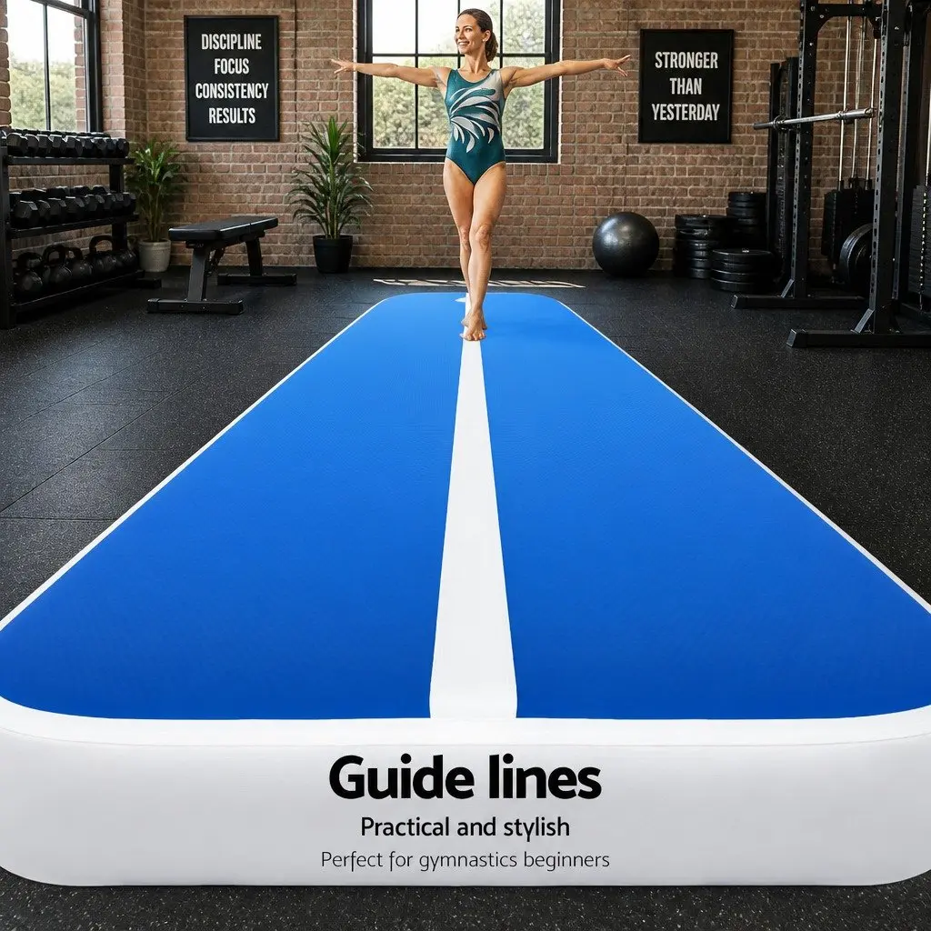 Inflatable Air Track Mat 1000 Denier Double Wall Fabric 6m x 1m Blue