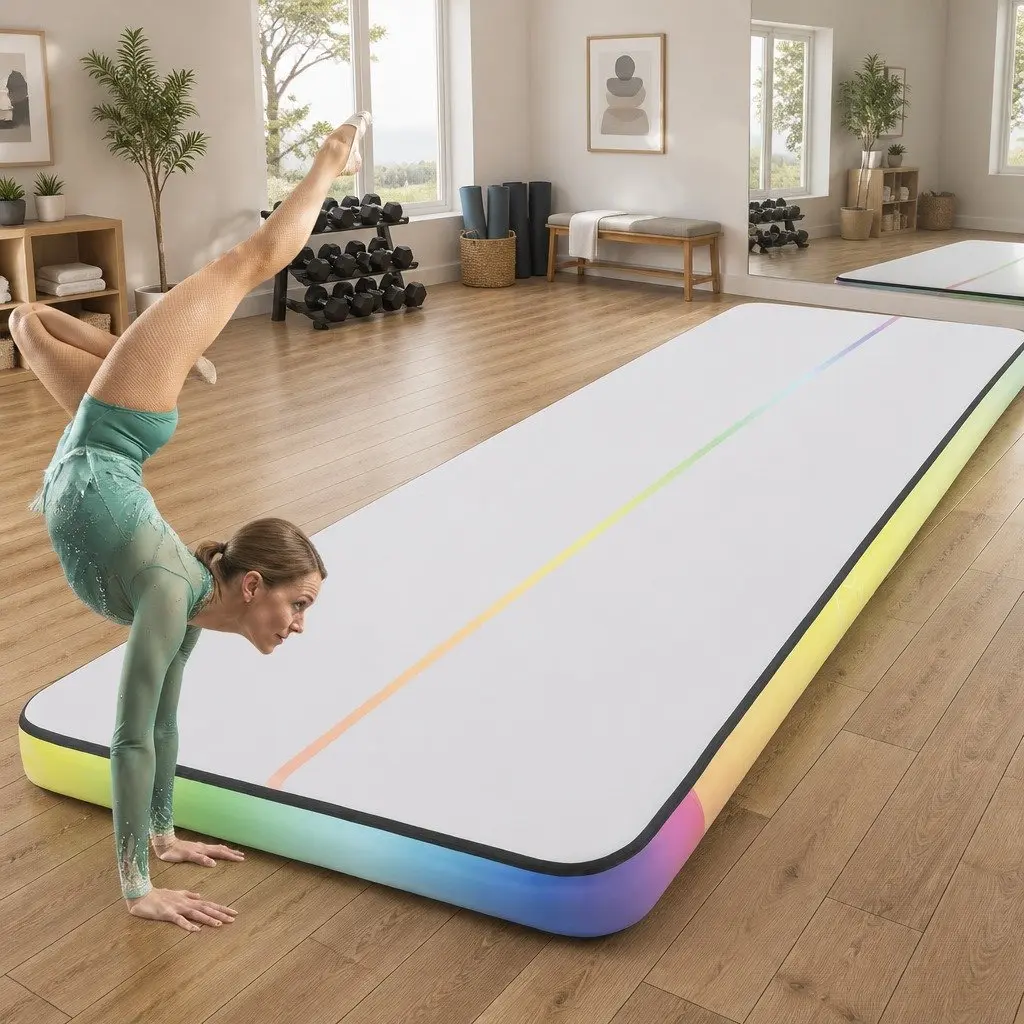 Air Track Mat 6M Inflatable Gymnastics Tumbling Training 1000 Denier Double Wall Fabric Multicolour
