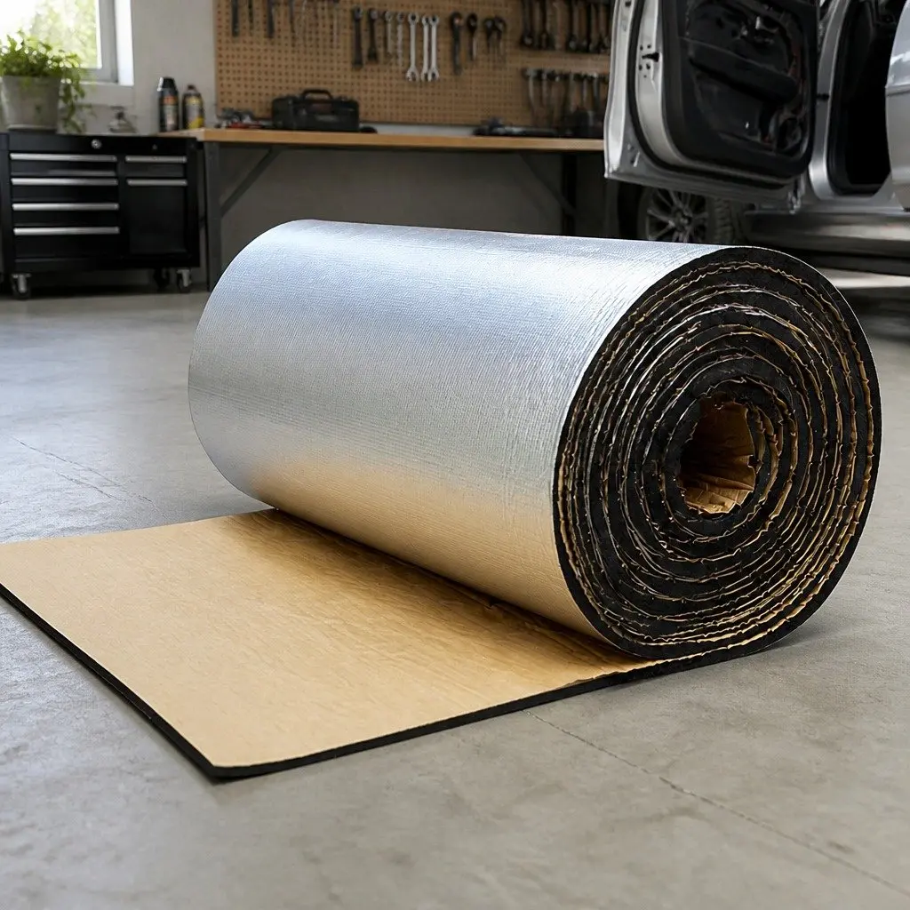 Sound Deadener Foam Roll PVC Rubber Foam 450 x 100cm Silver Black
