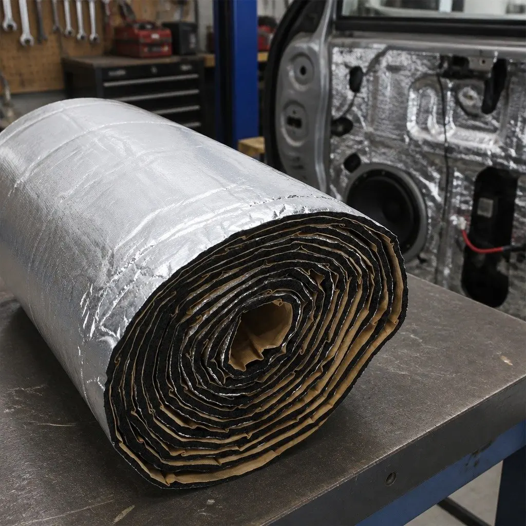 Sound Deadener Foam Roll PVC Rubber Foam 450 x 100cm Silver Black