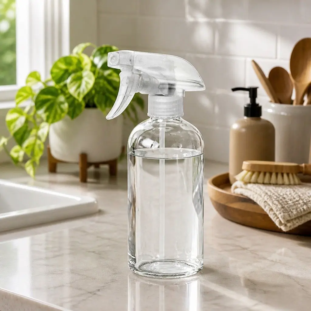 500ml Clear Glass Spray Bottles Ergonomic Trigger Nozzle 4 Piece