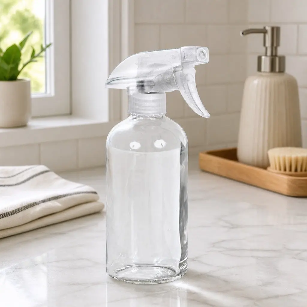 500ml Clear Glass Spray Bottles Ergonomic Trigger Nozzle 4 Piece