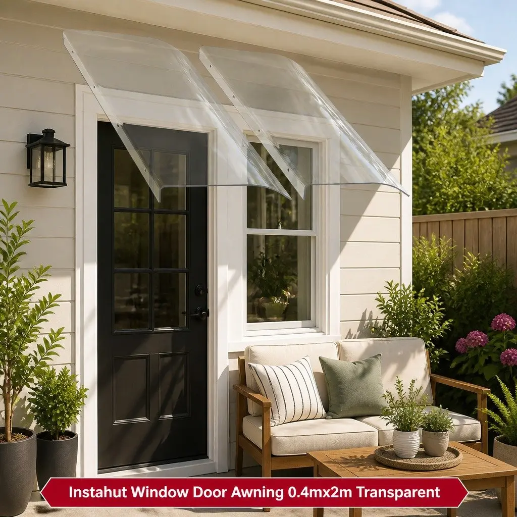 Awning Polycarbonate 0.4m x 2m Transparent UV Rain Protection