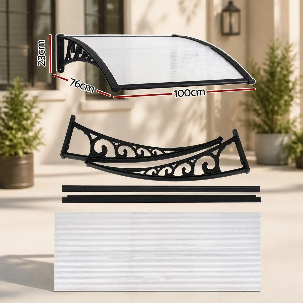 Window Door Awning 0.8M x 1M Transparent Canopy