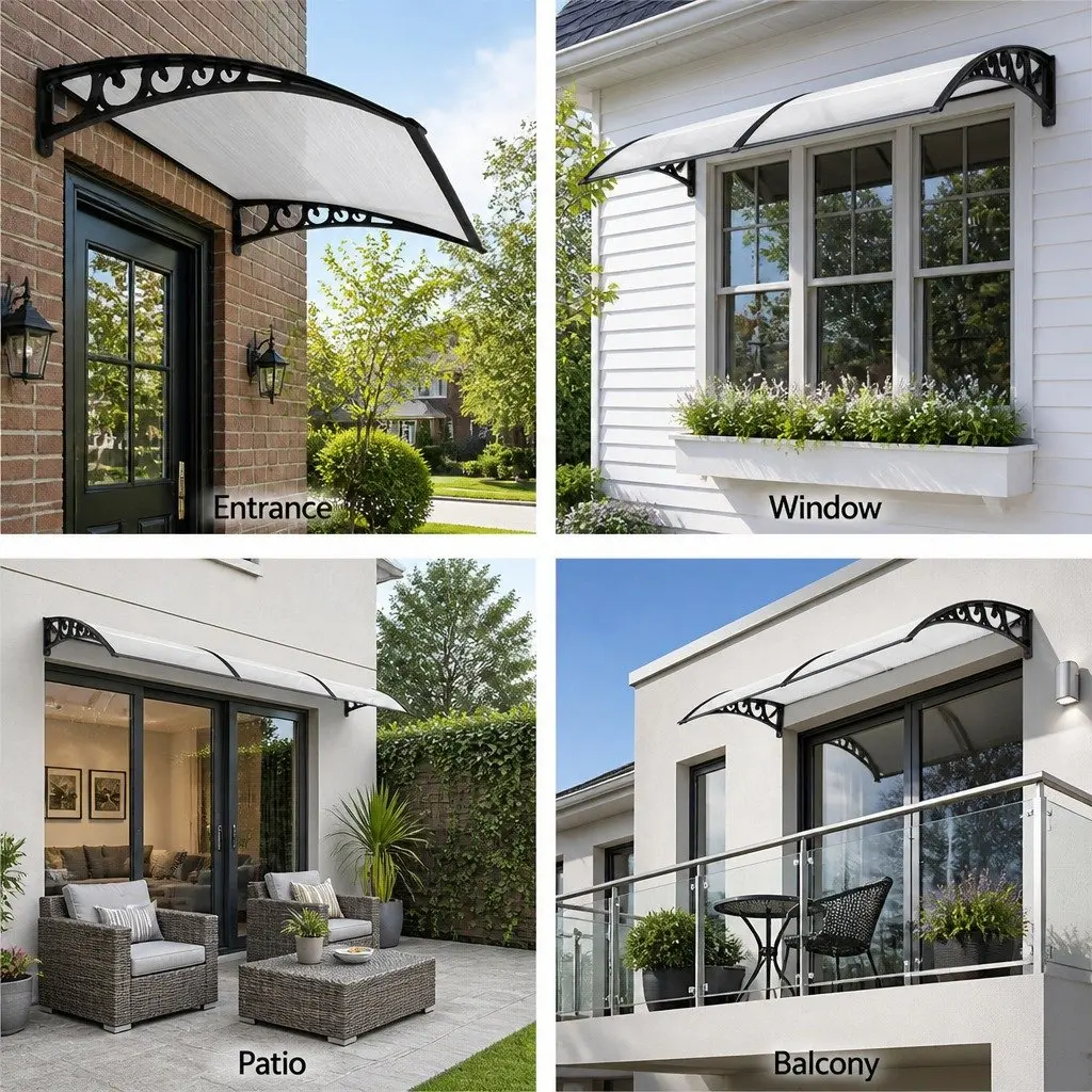 Window Door Awning 0.8M x 1M Transparent Canopy