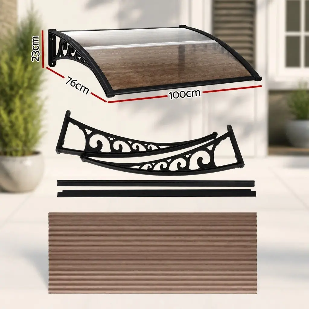 Awning PC Panel 0.8m x 1m Brown with Black Brackets