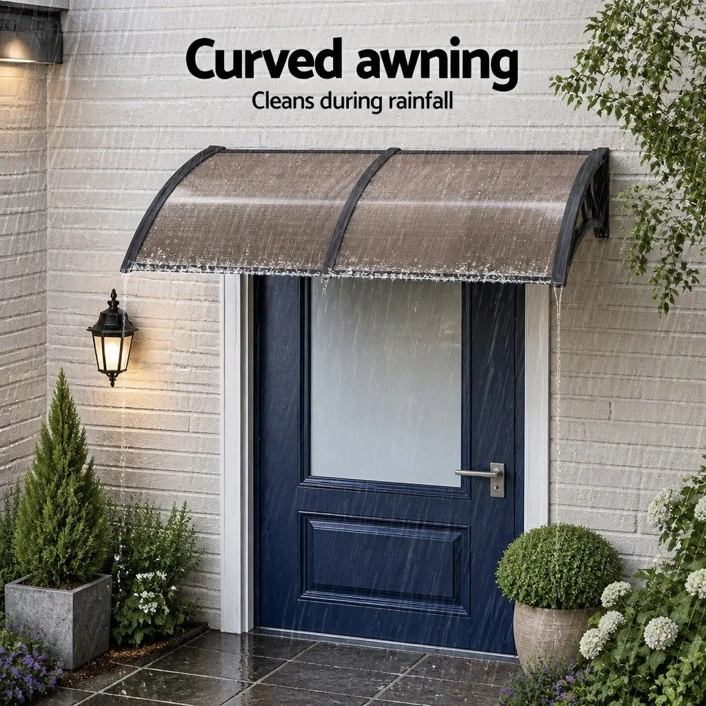 Awning Polycarbonate 0.8m x 2m Brown Panel Black Bracket