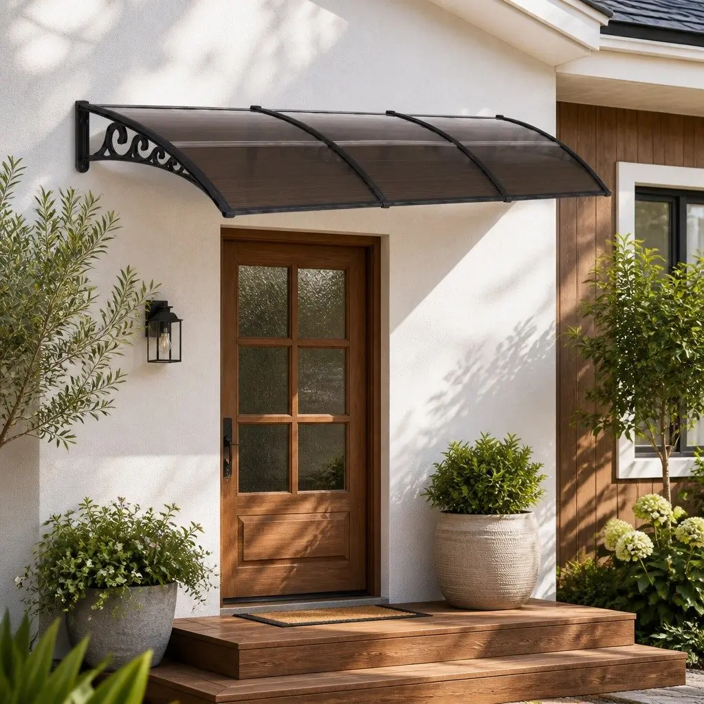 Brown Polycarbonate Canopy Awning 0.8m x 3m