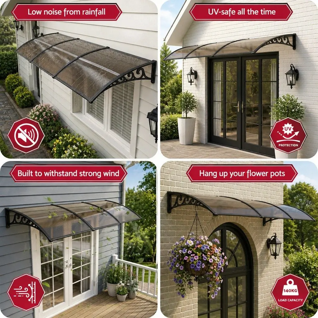 Awning Polycarbonate 0.8m x 3m Brown Panel