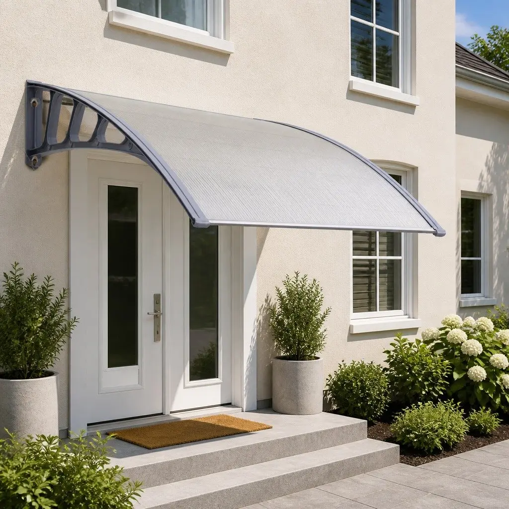 Awning Canopy Polycarbonate 1.5M x 2M Clear Grey Frame